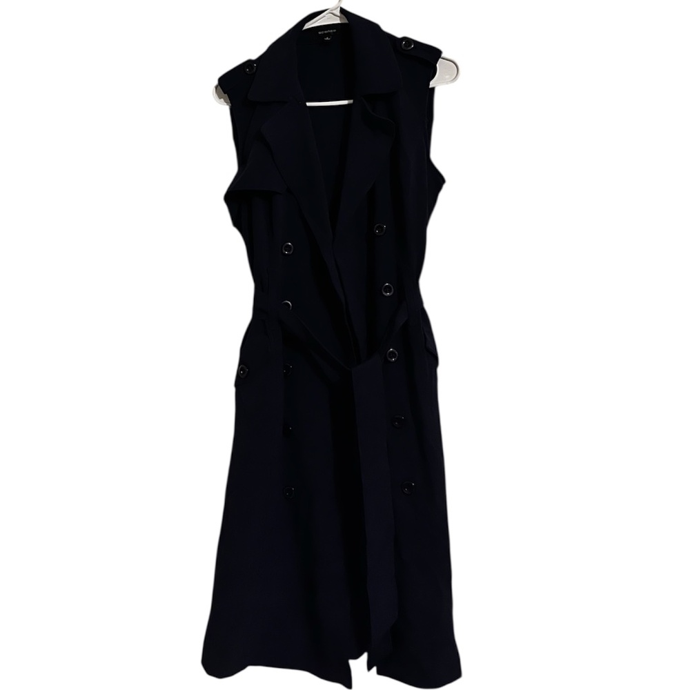spense Women’s Navy Double Breasted Collard Sleeveless Vest Jacket Dress Sz-8